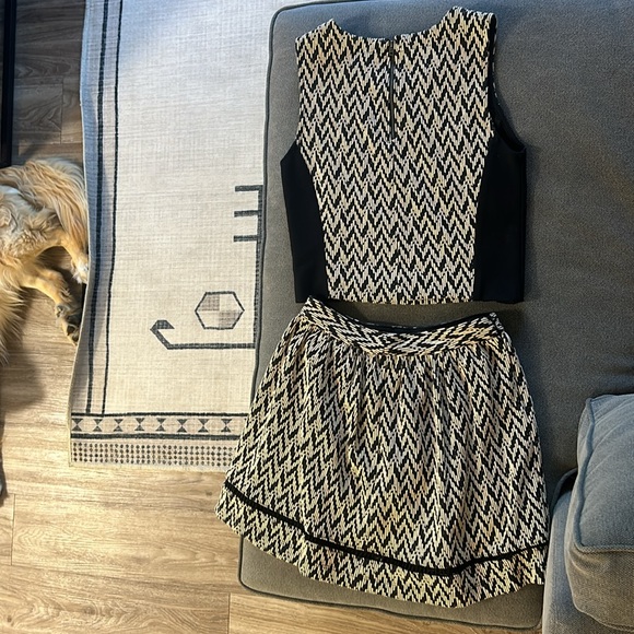 Ella Moss Black & Tan Two Piece Shirt/Skirt Set - Picture 2 of 2